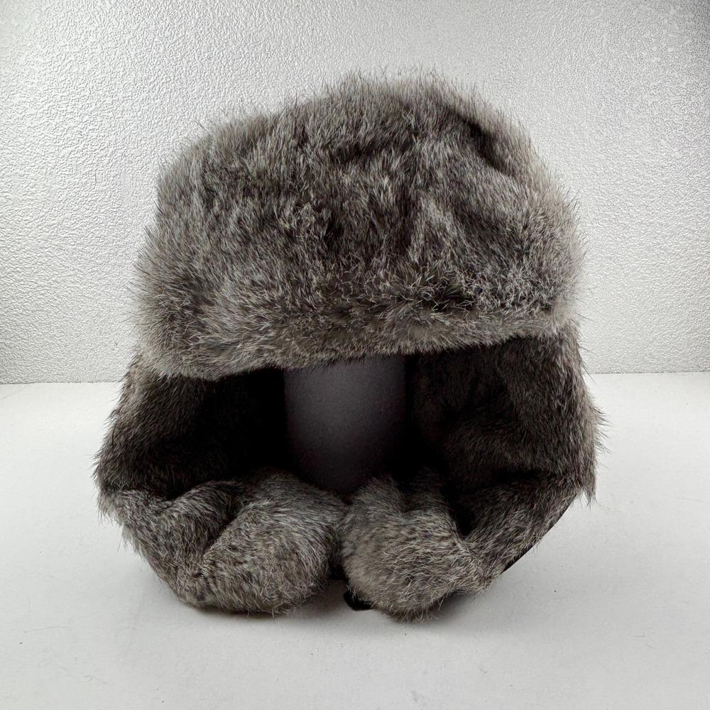 Mad Bomber Trapper Hat Mens XL Black Rabbit Fur Aviator Ushanka Gorpcore Winter